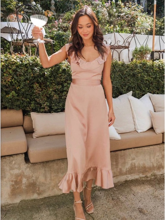 Show Me Your MuMu Dresses & Skirts - Champagne Ruffle Midi Dress